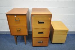 A MID CENTURY TEAK TWO DRAWER FILING CABINET, on square tapered legs, width 46cm x depth 66cm x
