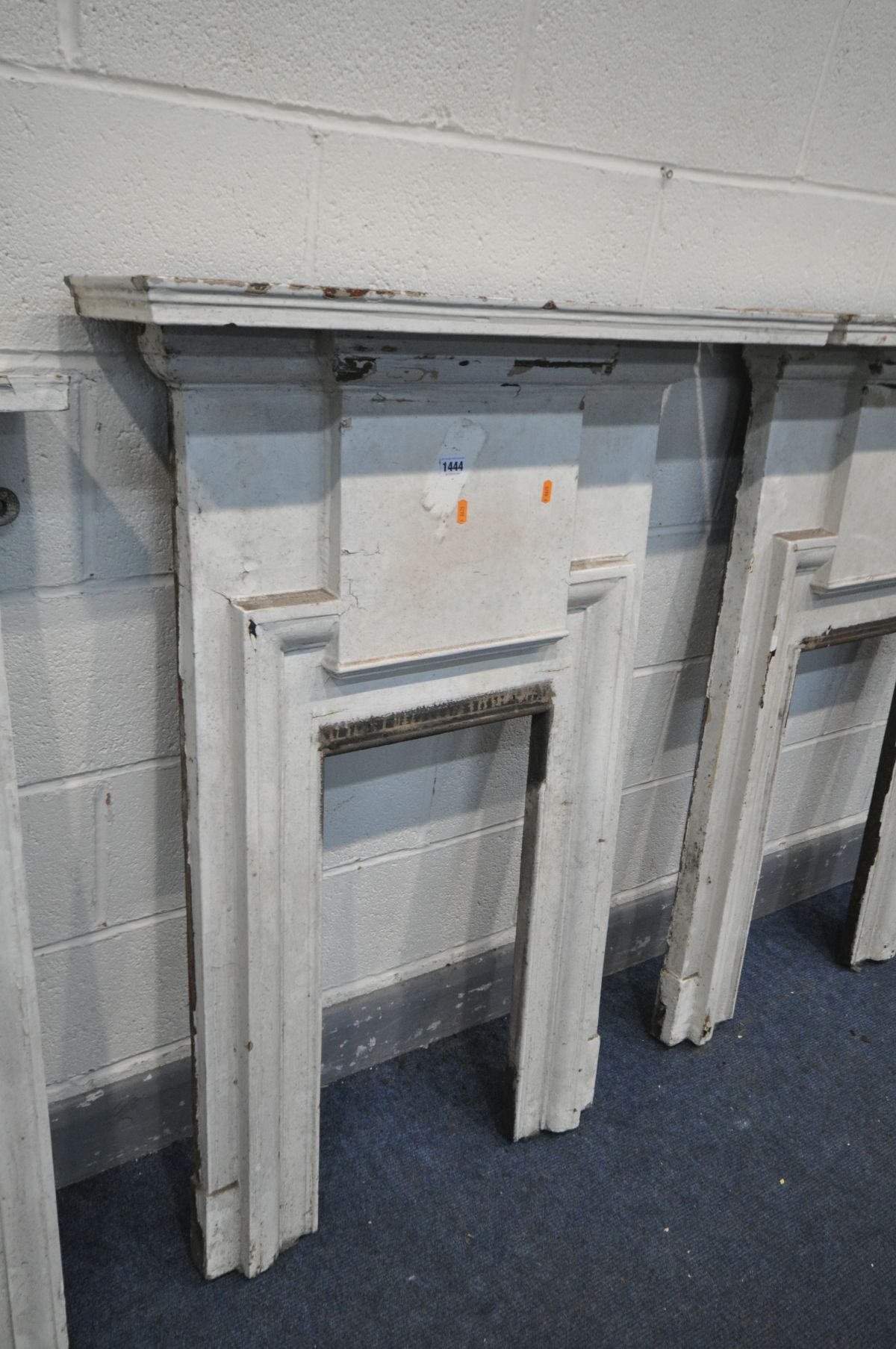 A PAIR OF CAST IRON FIRE PLACES, width 79cm x height 116cm, inner width 31cm x height 68cm, and - Image 2 of 2