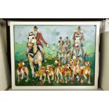MARIEKE BEKKE (DUTCH 1985) 'WHIP' a modern depiction of a hunting party with horses and hounds,