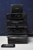 A TECHNICS STACKING SYSTEM comprising of CD player model No SL-CH570, stereo amplifier model No SE-