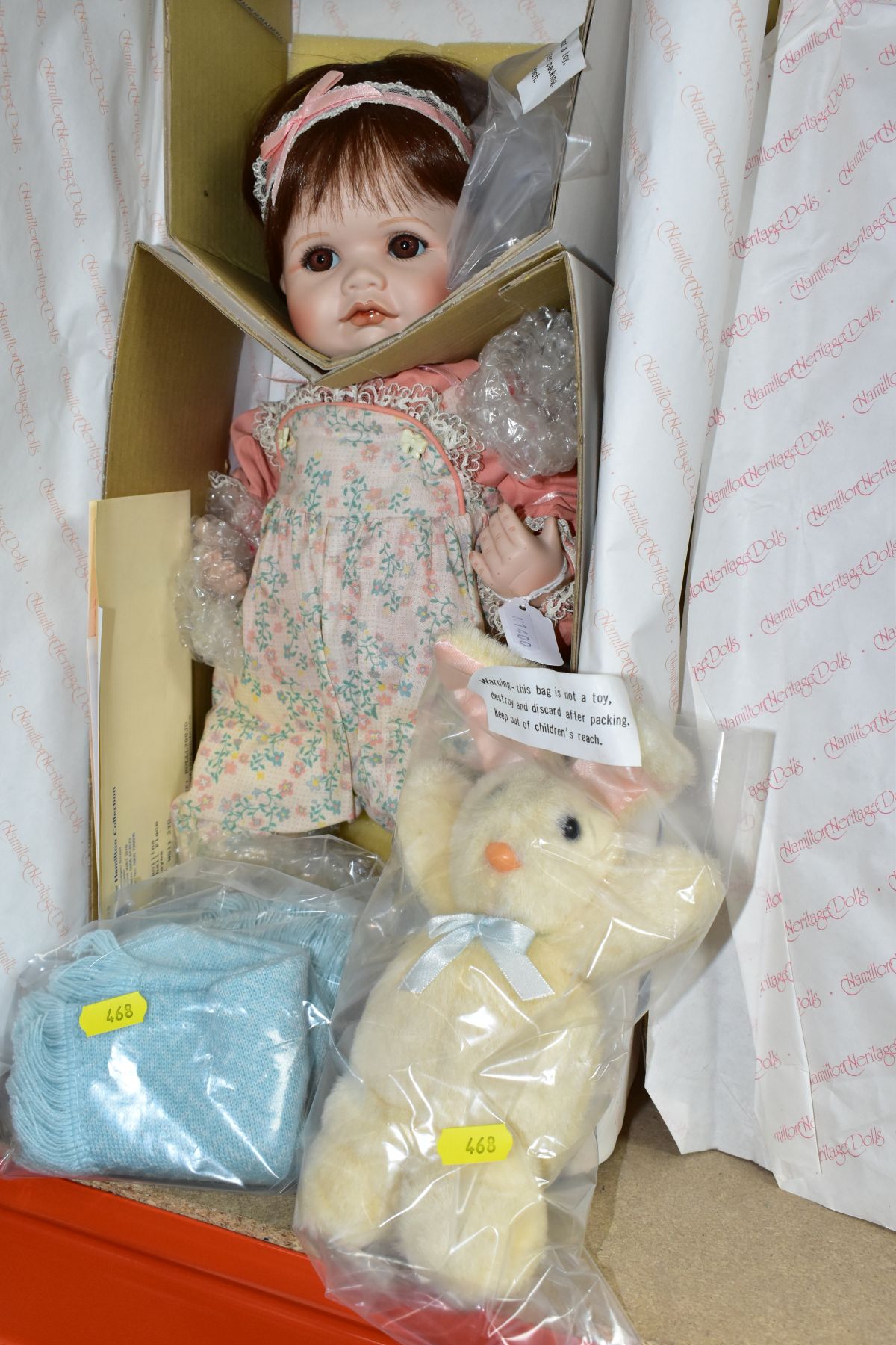 THREE BOXED HAMILTON HERITAGE DOLLS, by Connie Walser Derek, bisque porcelain head and limbs, soft - Image 4 of 7