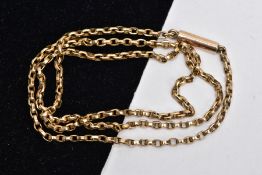A LATE 19TH CENTURY GOLD CHAIN, a yellow gold belcher link chain, approximate length 410mm, fitted