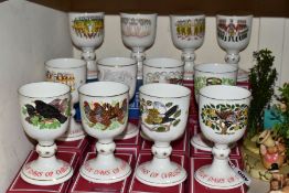 A SET OF TWELVE BOXED ROYAL DOULTON LIMITED EDITION 'TWELVE DAYS OF CHRISTMAS' GOBLETS, Worldwide