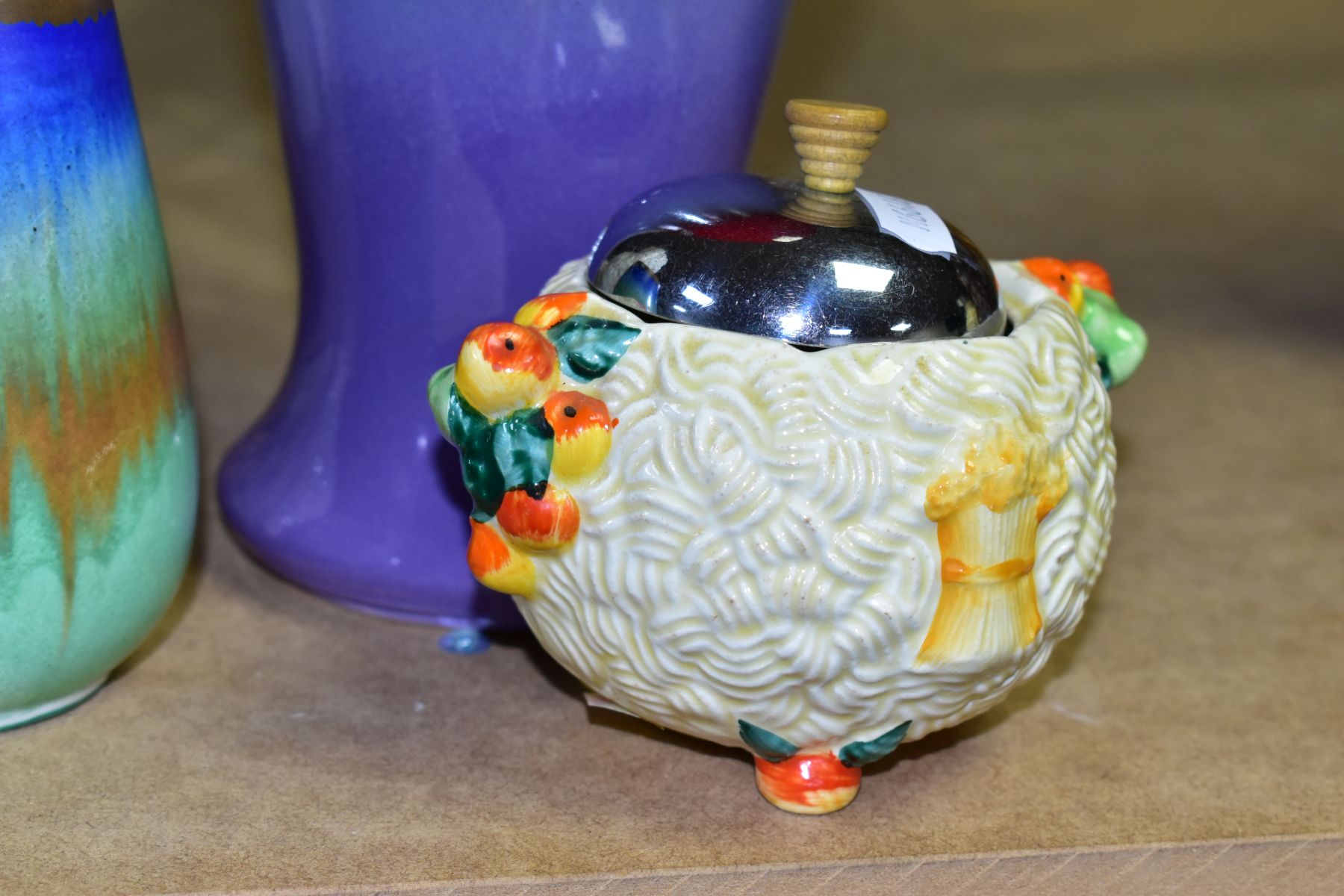 DECORATIVE CERAMICS, comprising a Shelley Art Deco vase with a blue, green and orange glaze, - Image 3 of 7