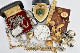 A BAG OF ASSORTED ITEMS, to include a ladies 'Avia' wristwatch, an AF gold front and back heart