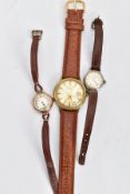 THREE WRISTWATCHES, to include a gents gold-plated watch with a round gold dial signed 'Bulova