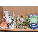 A GROUP OF CERAMIC AND OTHER ORNAMENTS, to include a Royal Doulton Little Ballerina HN3395 figurine,