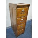 AN EARLY TO MID 20TH CENTURY OAK FOUR DRAWER FILING CABINET, labelled Kenric Efferson width 43cm x