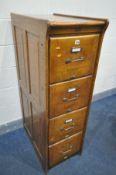 AN EARLY TO MID 20TH CENTURY OAK FOUR DRAWER FILING CABINET, labelled Kenric Efferson width 43cm x