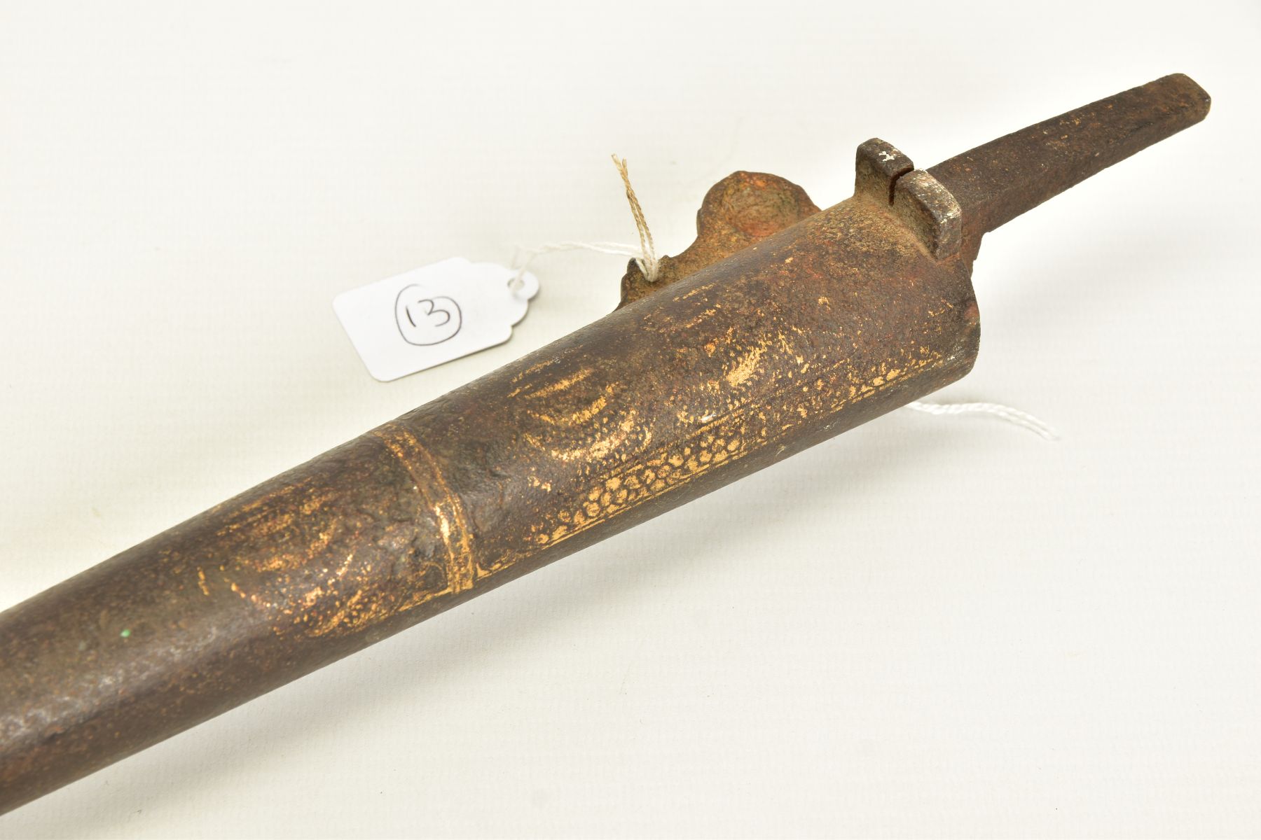 AN ANTIQUE 50 1/2'' MATCHLOCK JEZAIL MUSKET BARREL,bearing evidence of hammered gold inlay at the - Image 9 of 12