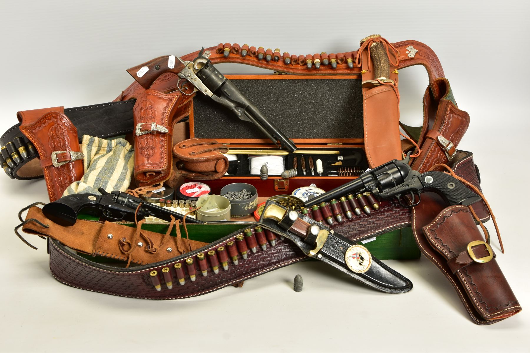 A NUMBER OF ITEMS DESIGNED FOR USE BY A MEMBER OF A RE-ENACTMENT GROUP, it consists of: three tooled