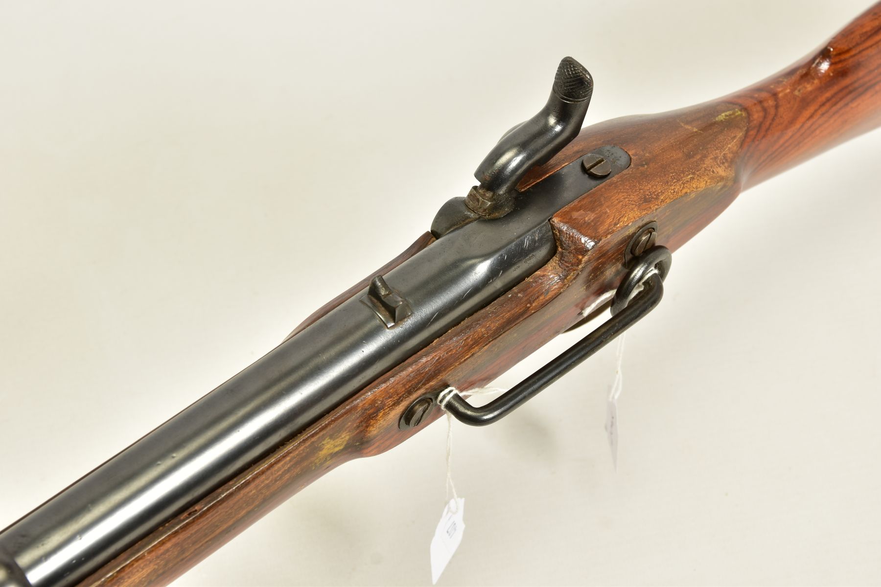 AN ANTIQUE SMOOTH BORE PERCUSSION CARBINE, fitted with a 21'' barrel in approximately 14 bore, it is - Image 4 of 16