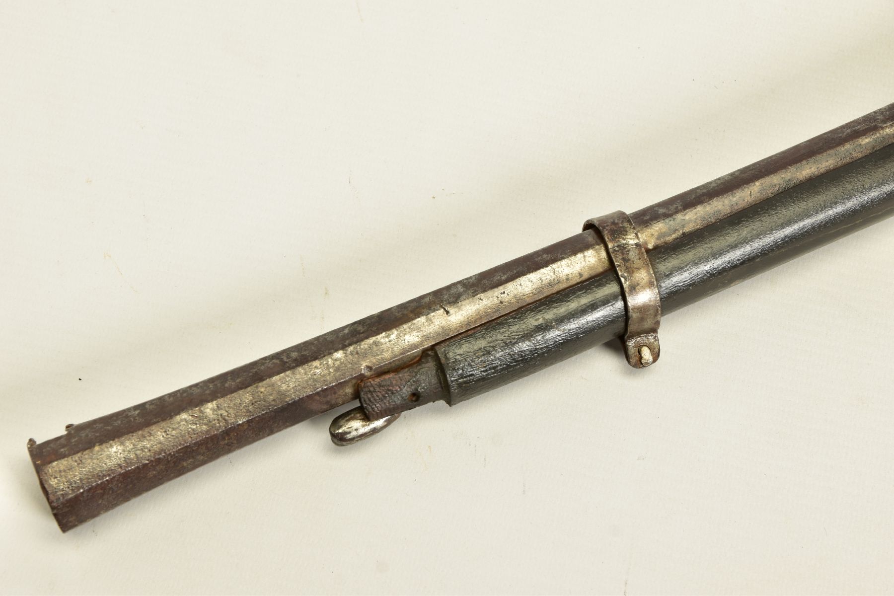 A PERCUSSION RIFLE, made in a native armoury of inferior quality and in poor condition, its 30” - Image 4 of 16