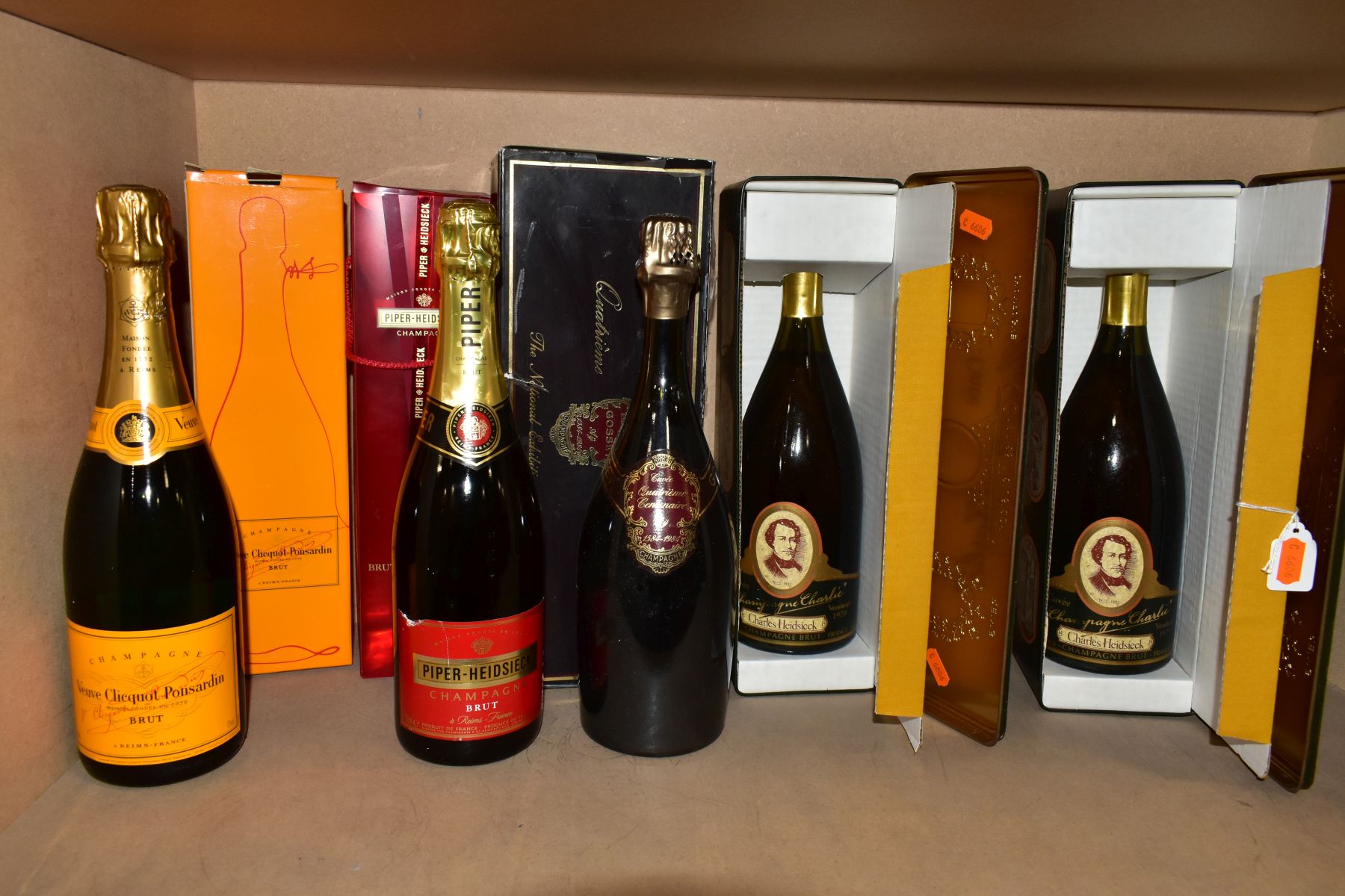 CHAMPAGNE, five bottles comprising 1 x Champagne Gosset, Quatrieme Centenaire edition, 1 x Veuve