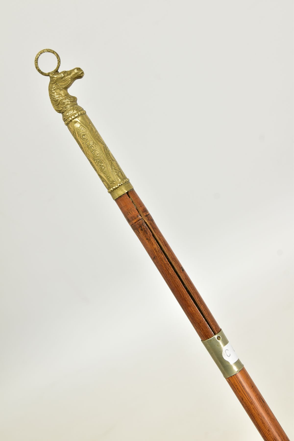 AN ANTIQUE SWORD STICK FITTED WITH A BRASSED HORSE’S HEAD GRIP, antique sword stick fitted with a - Image 8 of 11