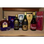 WHISKY & BRANDY comprising one bottle of Crown Royal Fine De Luxe blended Canadian Whisky, 40%GL,