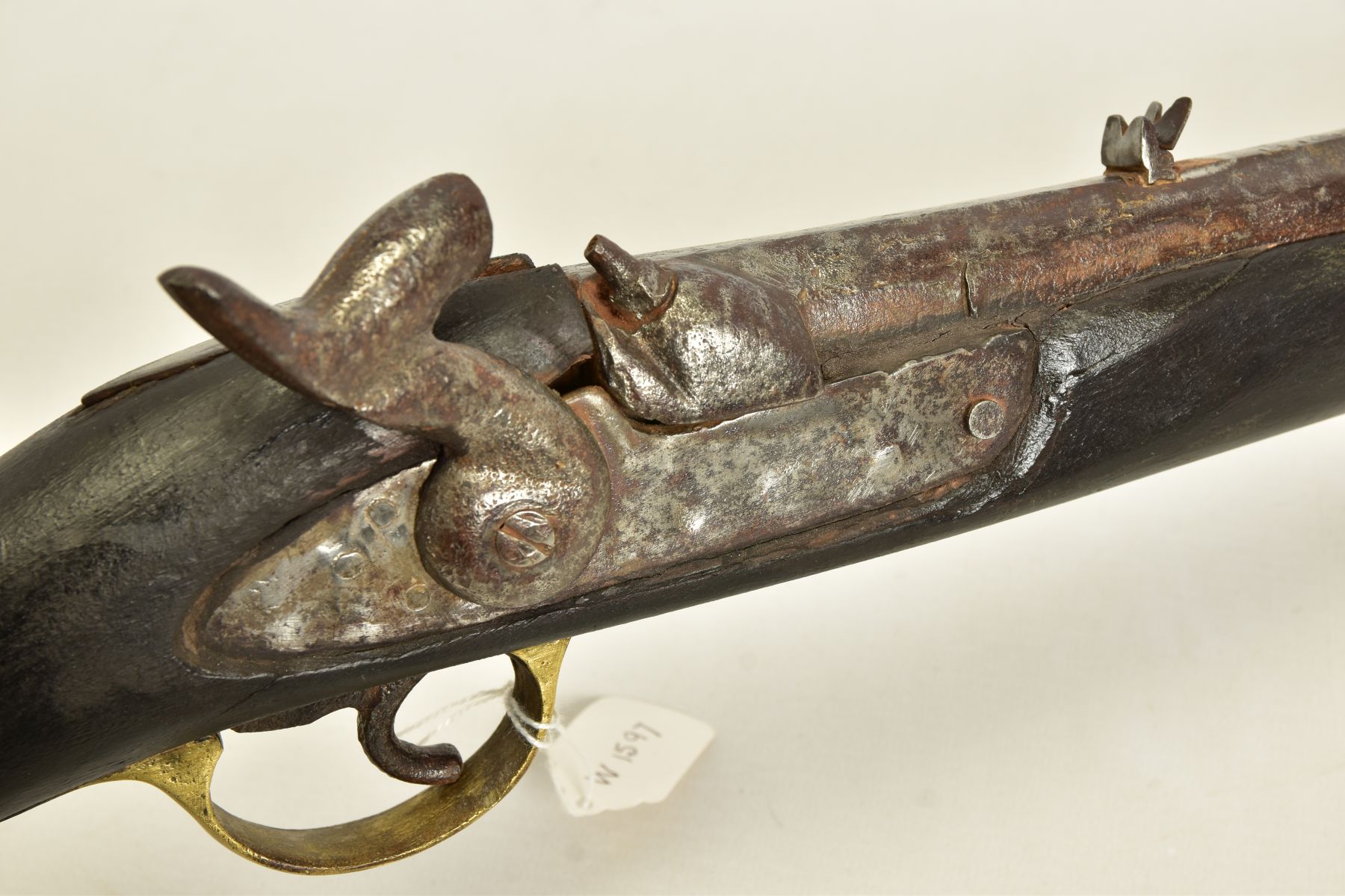 A PERCUSSION RIFLE, made in a native armoury of inferior quality and in poor condition, its 30” - Image 12 of 16