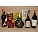 ALCOHOL, five bottles comprising 1 x J. Dupeyron Napoleon ARMAGNAC Hors d’Age, 100cl. boxed, 1 x