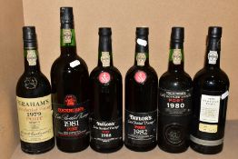 PORT, six bottles comprising 1 x Taylor’s LBV 1982, 20% vol. 70cl. 1 x Taylor’s LBV 1986, 20% vol.