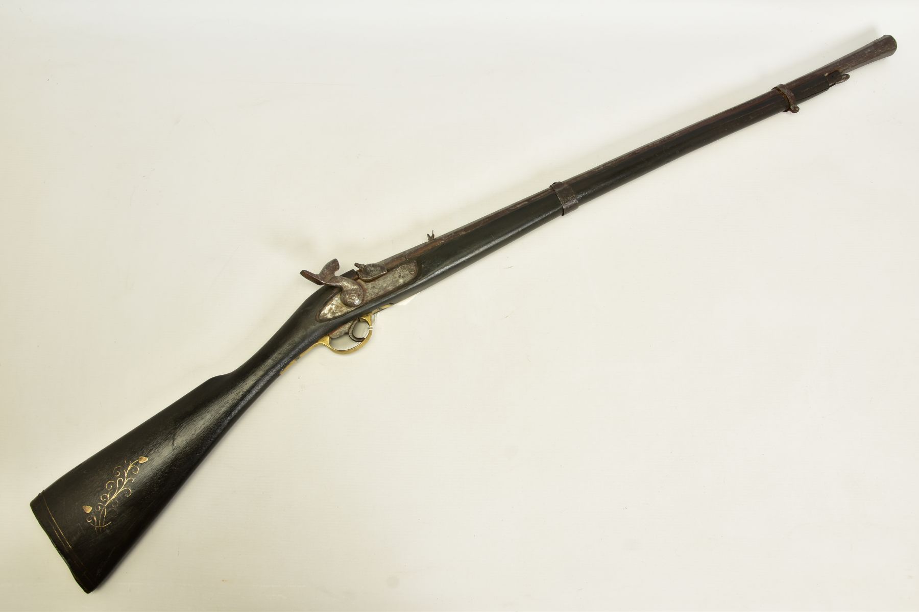 A PERCUSSION RIFLE, made in a native armoury of inferior quality and in poor condition, its 30” - Image 8 of 16