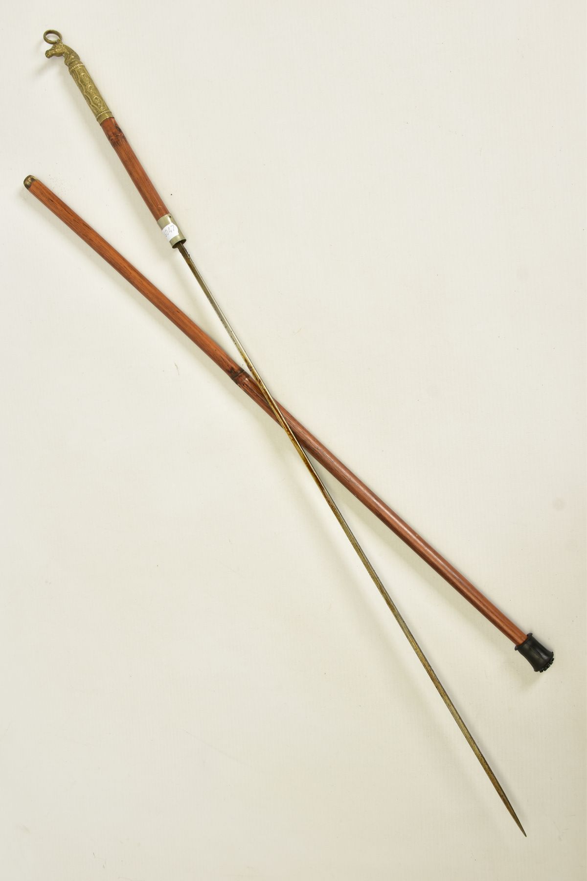 AN ANTIQUE SWORD STICK FITTED WITH A BRASSED HORSE’S HEAD GRIP, antique sword stick fitted with a - Image 2 of 11