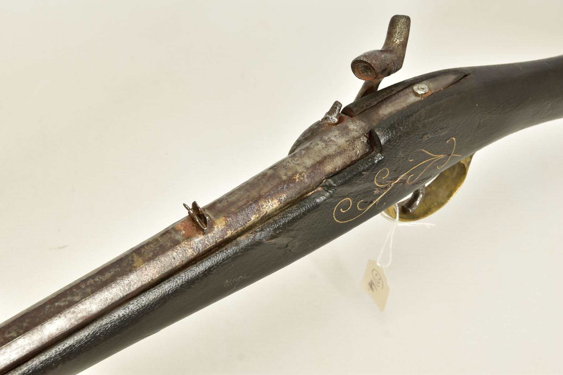 A PERCUSSION RIFLE, made in a native armoury of inferior quality and in poor condition, its 30” - Image 5 of 16