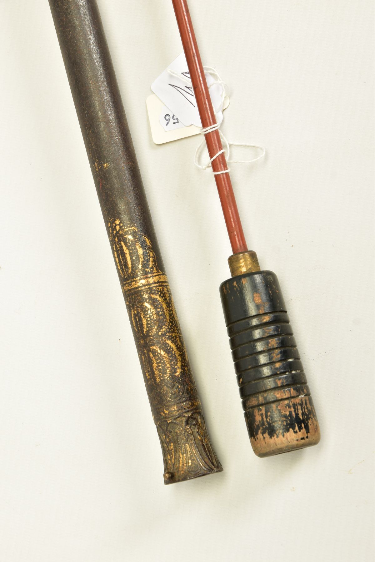 AN ANTIQUE 50 1/2'' MATCHLOCK JEZAIL MUSKET BARREL,bearing evidence of hammered gold inlay at the - Image 3 of 12