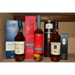 SINGLE MALT, four bottles comprising 1 x TALISKER 10 years aged, 45.8% vol. 70cl, 1 x PENDERYN