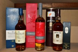 SINGLE MALT, four bottles comprising 1 x TALISKER 10 years aged, 45.8% vol. 70cl, 1 x PENDERYN