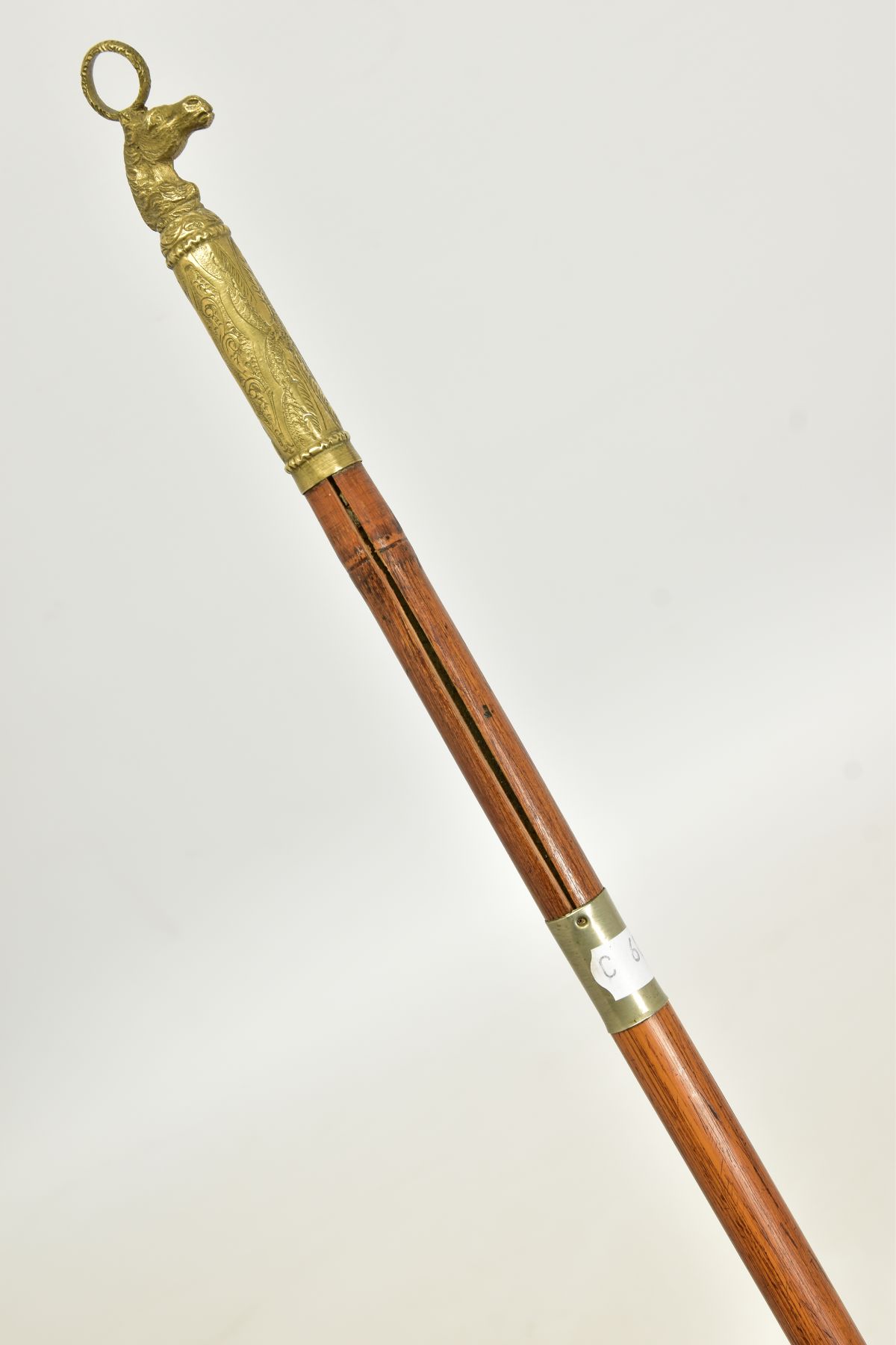 AN ANTIQUE SWORD STICK FITTED WITH A BRASSED HORSE’S HEAD GRIP, antique sword stick fitted with a - Image 5 of 11