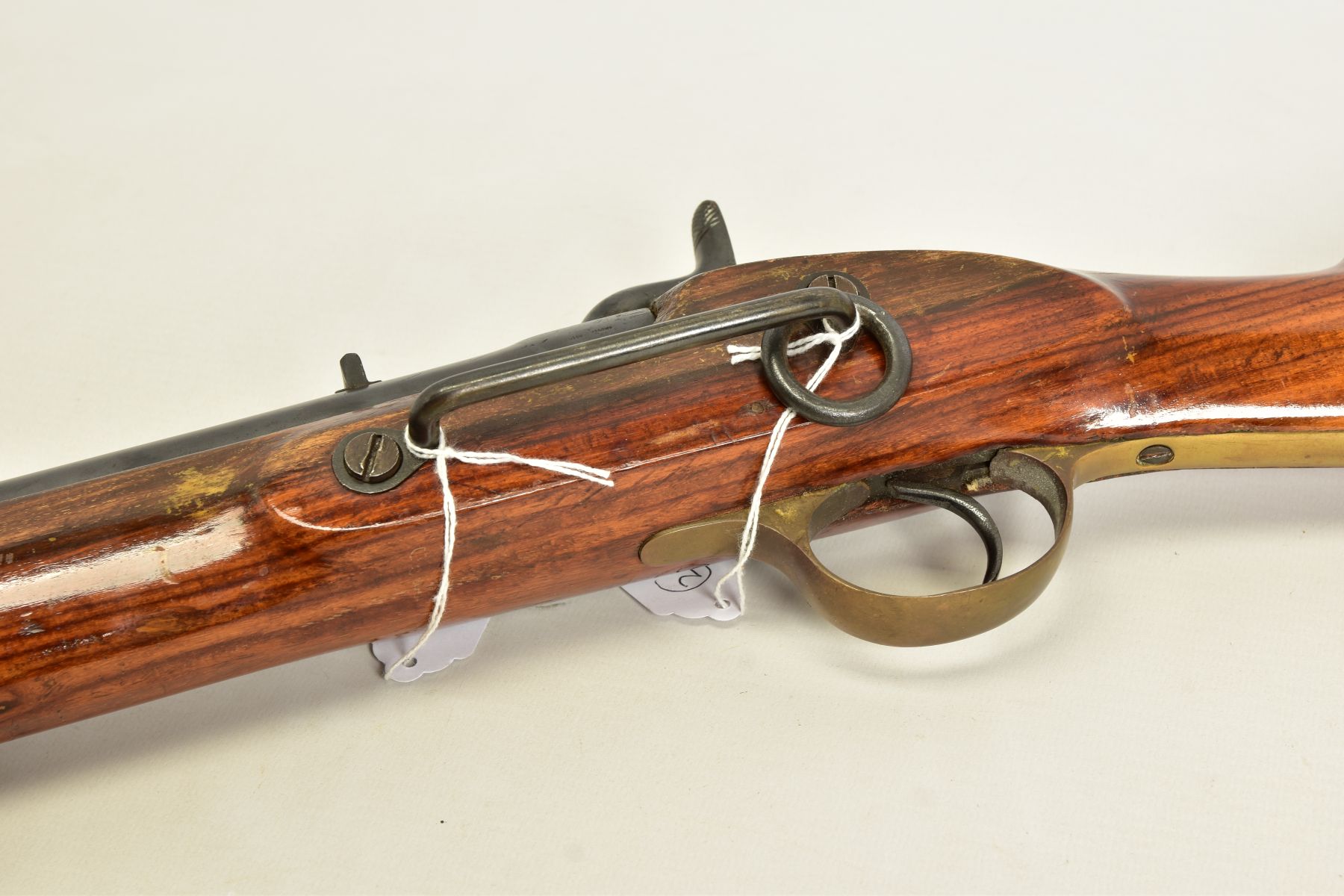 AN ANTIQUE SMOOTH BORE PERCUSSION CARBINE, fitted with a 21'' barrel in approximately 14 bore, it is - Image 2 of 16