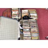 TWO SUITCASES AND A TRAY CONTAINING OVER SEVEN HUNDRED SINGLES artists include Louis Armstrong,
