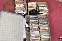 TWO SUITCASES AND A TRAY CONTAINING OVER SEVEN HUNDRED SINGLES artists include Louis Armstrong,