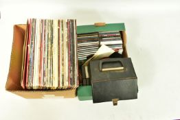 A TRAY CONTAINING OVER FIFTY LPs, FIFTY SINGLES,CDs AND TAPES FROM THE 1970-80s including Sex