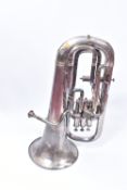 A BOOSEY AN CO SILVERED EUPHONIUM with stamped Serial Number 33464, Bell diameter 10 1/2in (26.5cm),