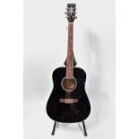 A STRETTON PAYNE SPD1BK DREADNOUGHT SHAPED ACOUSTIC GUITAR with gloss black finish cream edgebinding