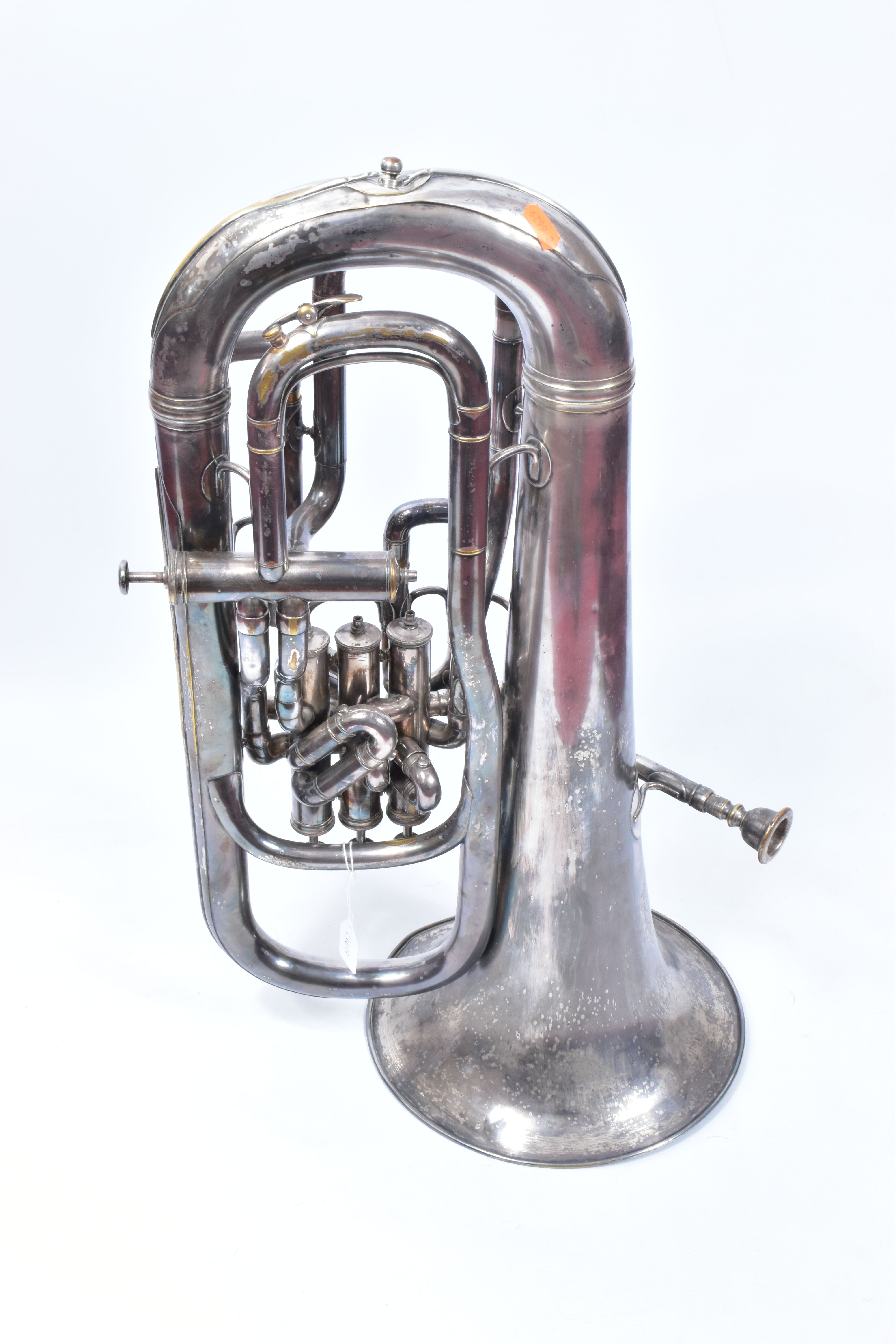 A BOOSEY AN CO SILVERED EUPHONIUM with stamped Serial Number 33464, Bell diameter 10 1/2in (26.5cm), - Bild 2 aus 6