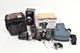 A CANON EOS 1100D DIGITAL SLR CAMERA with an EFS 18-55mm mark 3 lens, an EF 75-300mm mark 3 lens,