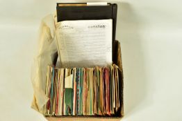 A TRAY CONTAINING OVER EIGHTY SINGLES, UNSLEEVED LPs and ephemera of jazz music and musicians