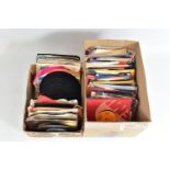 TWO TRAYS CONTAINING OVER ONE HUNDRED AND FIFTY SINGLES mostly from the 1970s and 1980s artista