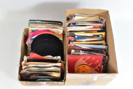 TWO TRAYS CONTAINING OVER ONE HUNDRED AND FIFTY SINGLES mostly from the 1970s and 1980s artista