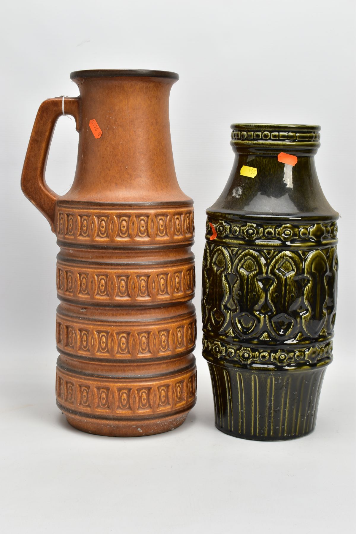 A WEST GERMAN POTTERY JUG WITH AN ART POTTERY VASE, the West German jug measuring 45cm high, being - Image 3 of 6