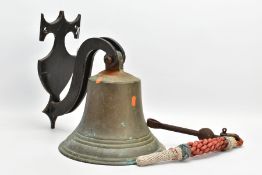 A BRONZE SHIPS BELL, imprinted 'ATLANTA 1959', having cast iron arm and shield shaped wall