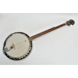 A BARNES AND MULLINS 5 STRING MODERN BANJO with mahogany back and neck, rosewood fingerboard and a