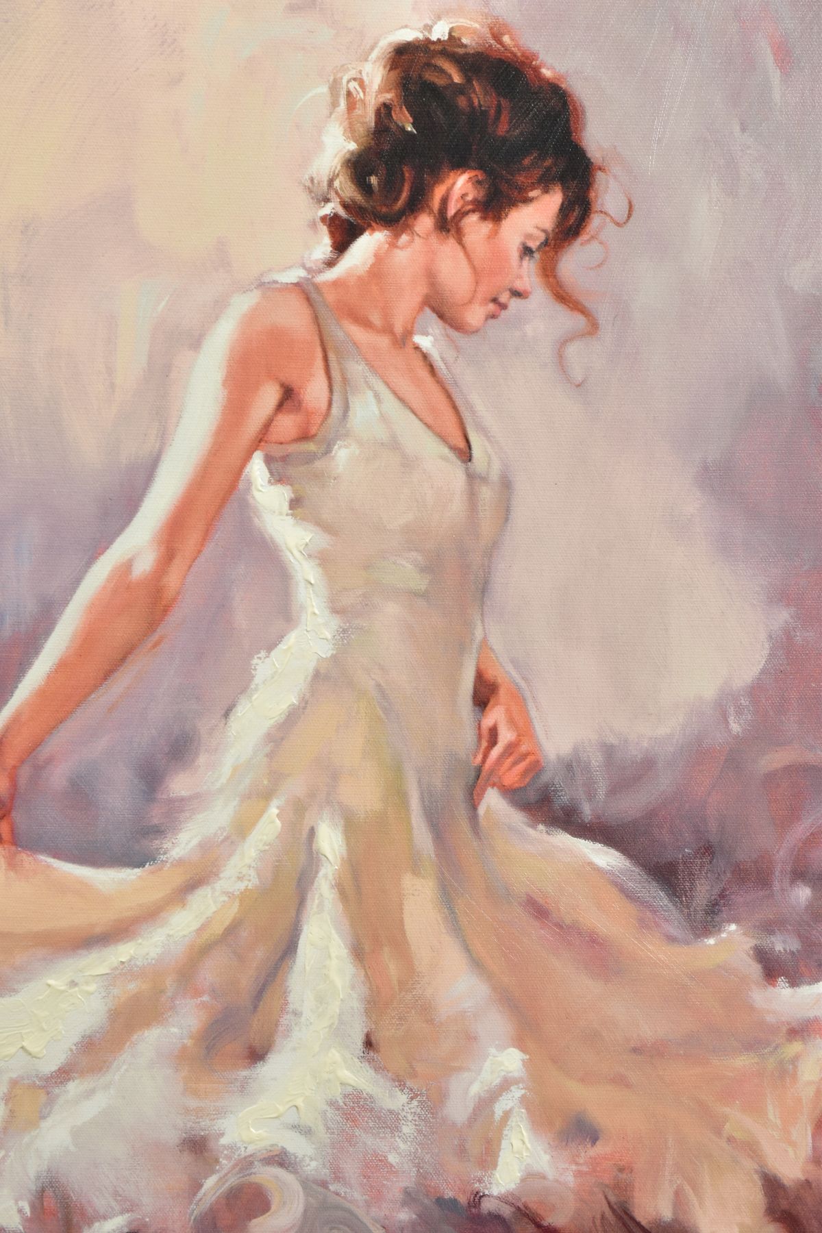 MARK SPAIN (BRITISH CONTEMPORARY) 'FIESTA' a study of a female figure wearing a white dress, limited - Image 3 of 9