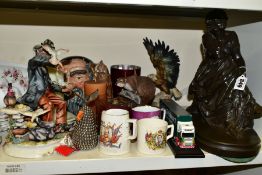 A GROUP OF CERAMICS AND OTHER DECORATIVE HOMEWARES, to include a Royal Doulton Merlin character
