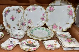 A GROUP OF ROYAL CROWN DERBY 'DERBY POSIES' PLATES, ETC, including two 'Royal Pinxton Roses' wavy