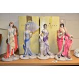 FOUR COALPORT 'ROARING TWENTIES' RESIN LADY FIGURES, comprising boxed 'Millie' and 'Blanche' and