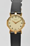 A GENTS 'GUCCI' WRISTWATCH, round cream dial signed 'Gucci', Roman numerals, gold tone hands, within