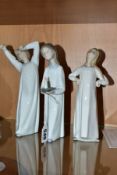 THREE LLADRO FIGURES OF CHILDREN IN NIGHTDRESSES, comprising Nos 4868 'Girl with Candle', 4870 '